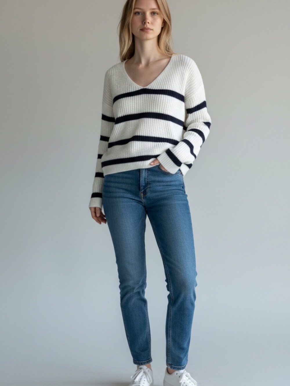 SHEIN Striped Knit Crewneck Pullover Sweater Multi Color Size Small S